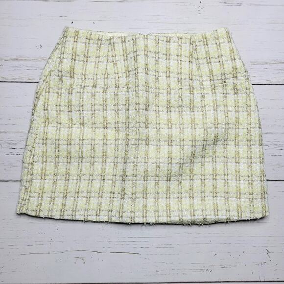 Rumored Coco Mini Skirt Limon Shimmer Tweed Yellow Gold Pastel Spring 6 Small - Picture 4 of 8